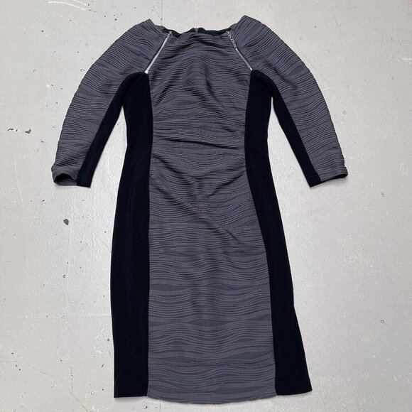 Joseph Ribkoff Dresses & Skirts - Joseph Ribkoff Black Gray Bodycon Dress Womens 8 Ribbed Wedding Party Formal